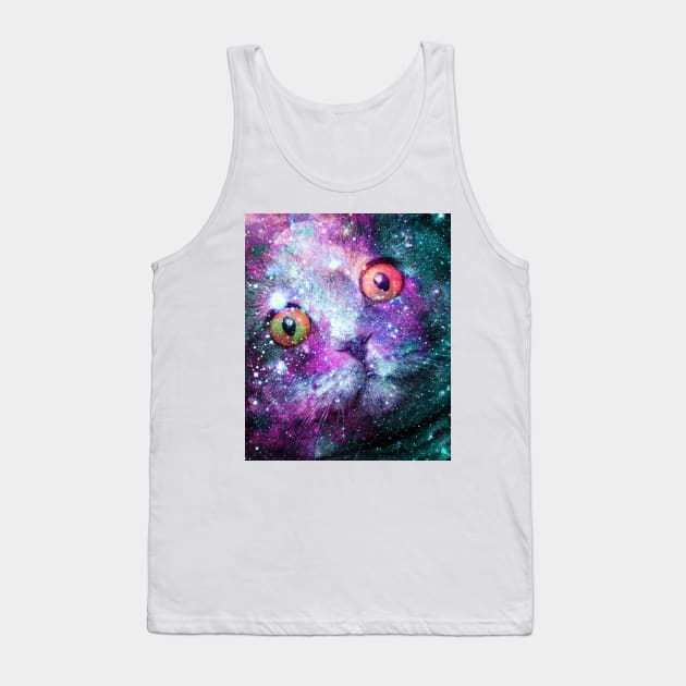 Cute Astro Space Cat In Universe Tank Top by Random Galaxy